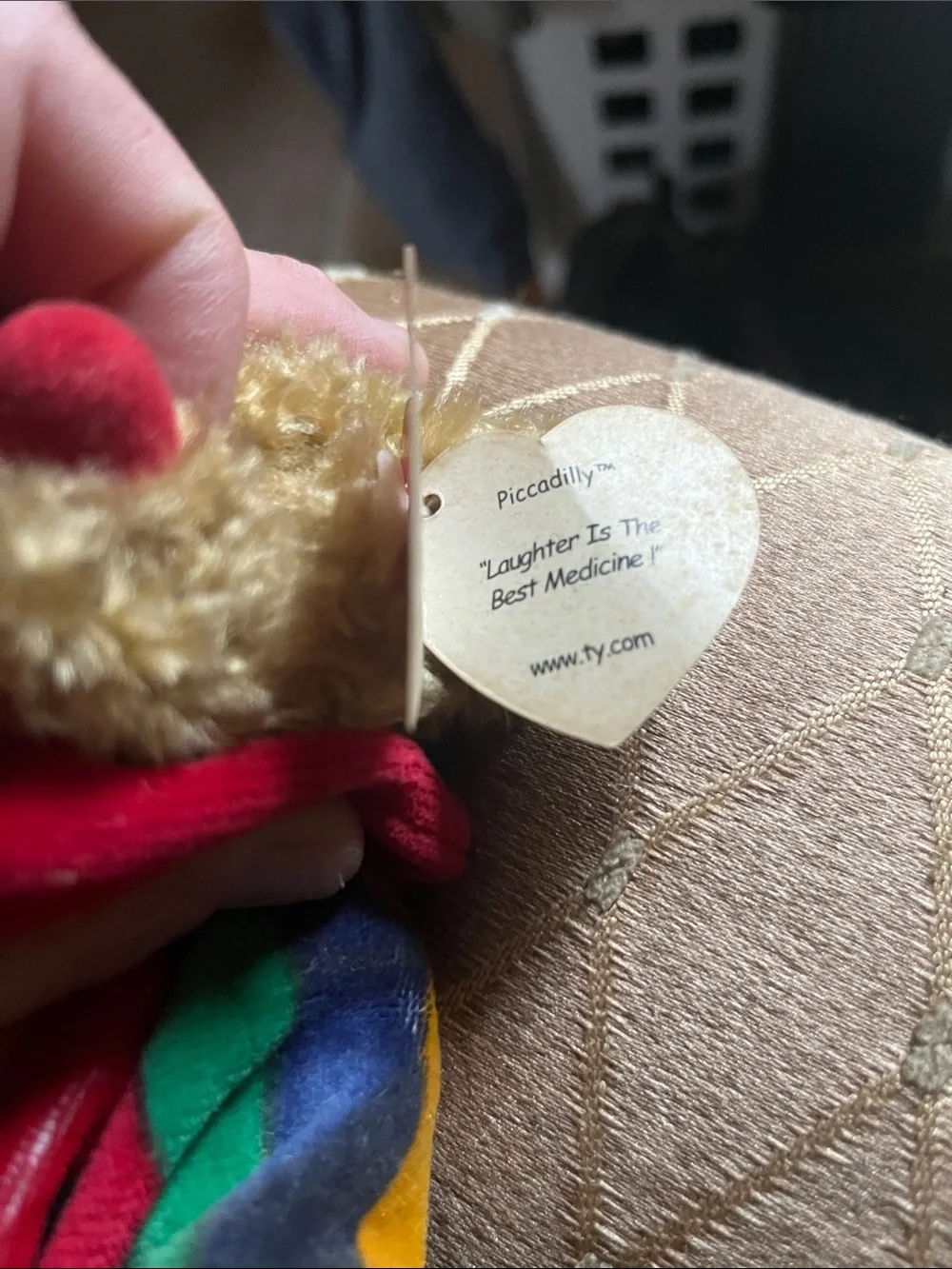 Ty Multicolor Striped Clown Bear with Red Collar VINTAGE in Top 30 Piccadilly